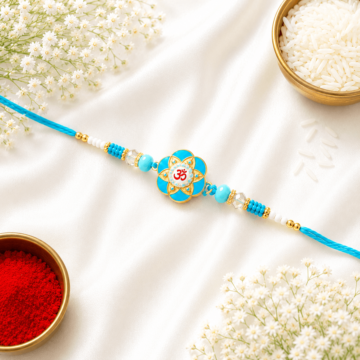 Om Lotus Butterfly Card Rakhi