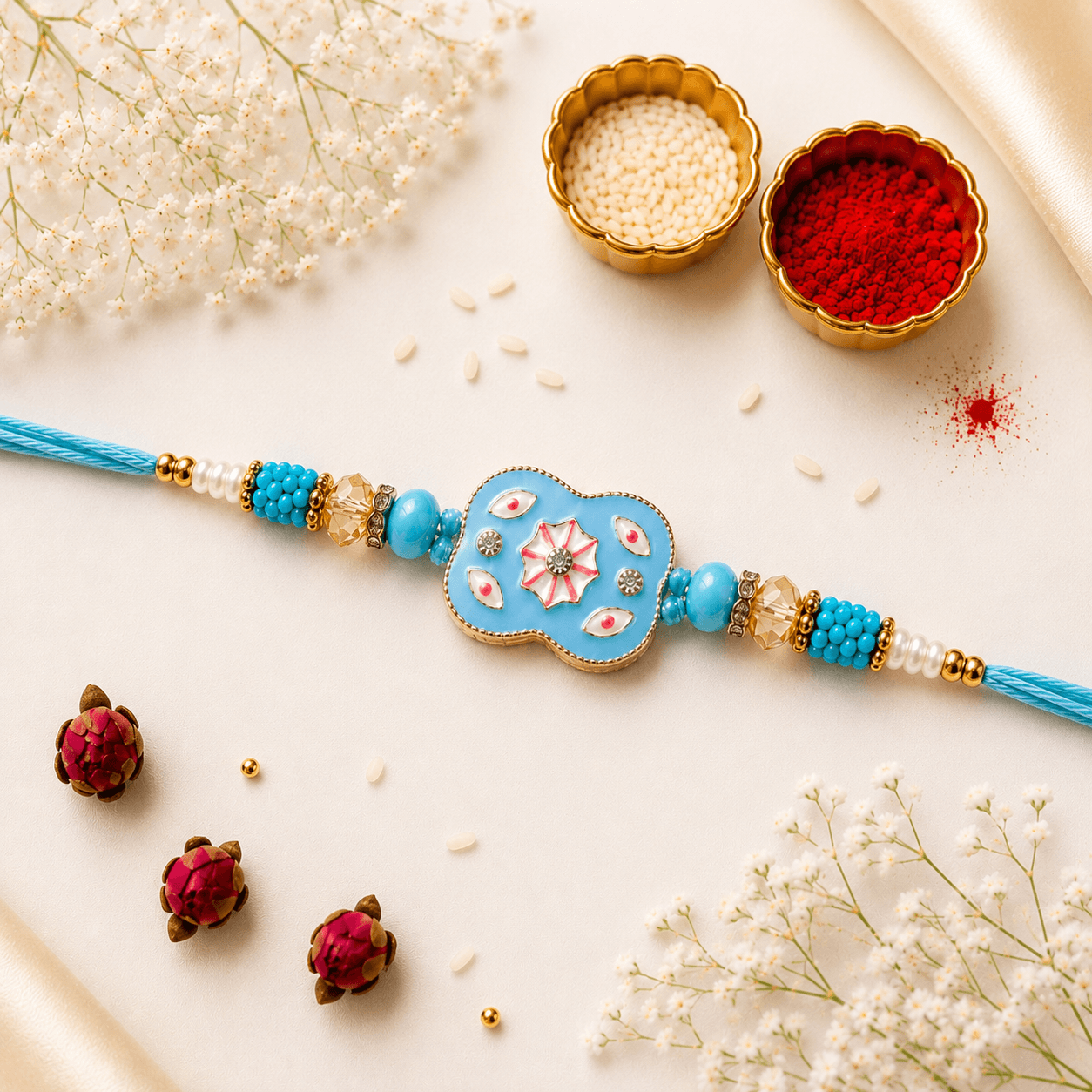 Azure Bloom Designer Rakhi