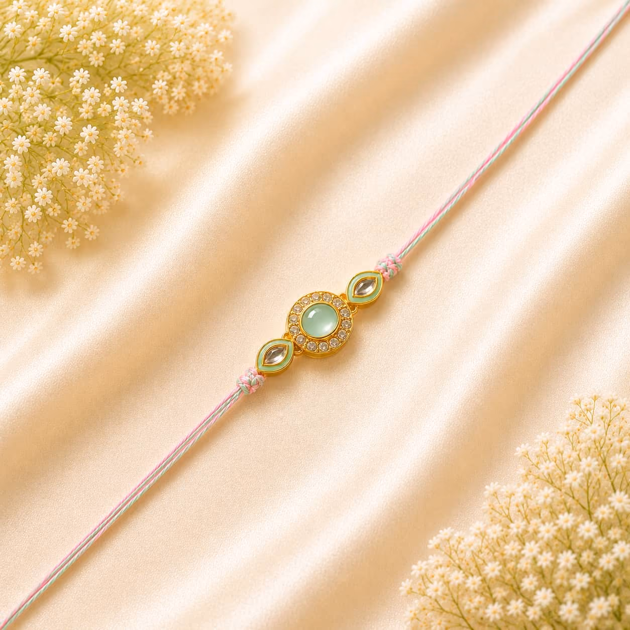 Mint Oval Crystal Rakhi