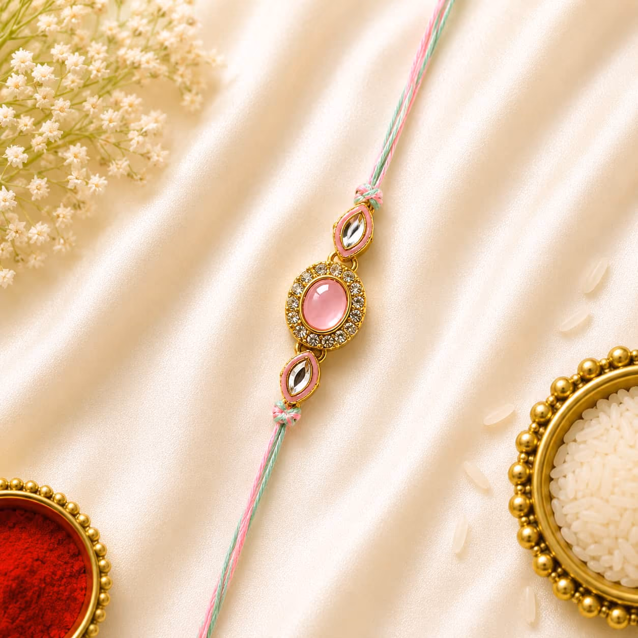 Blush Oval Crystal Rakhi