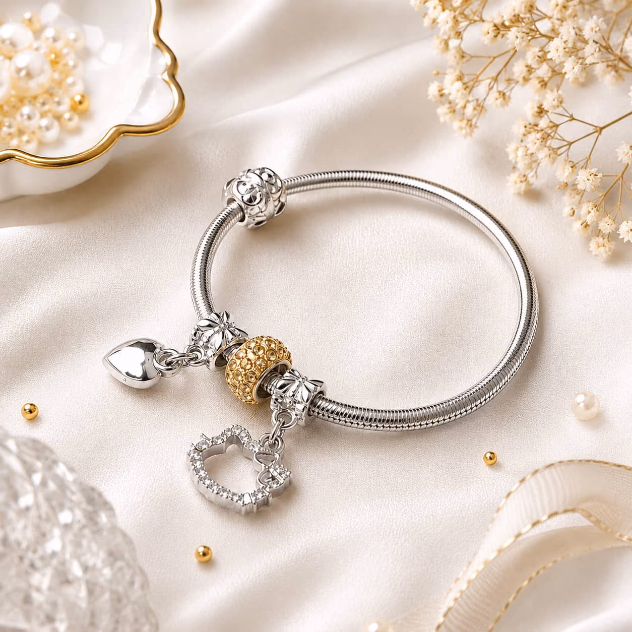Silver Charm Bracelet Rakhi