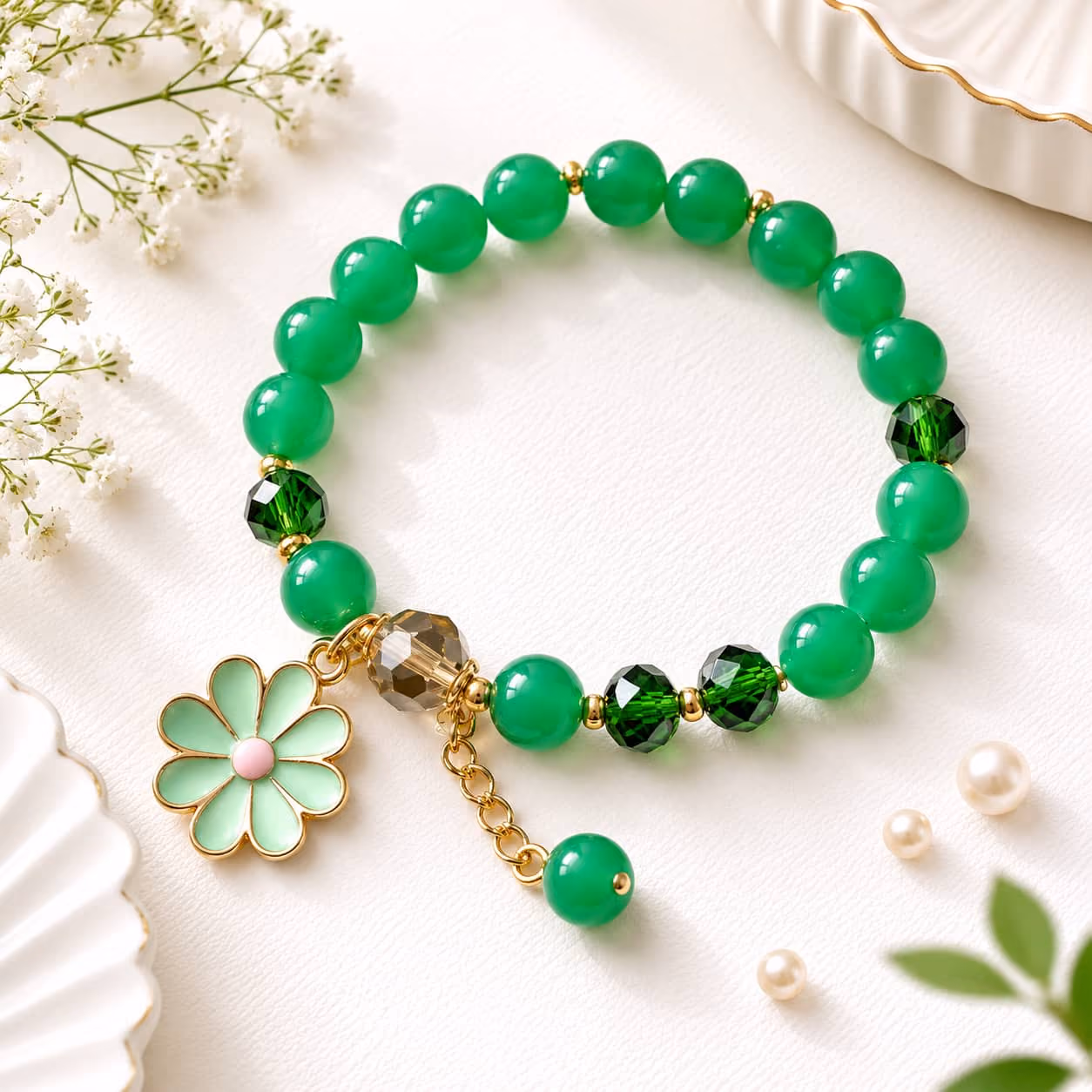 Emerald Daisy Bracelet Rakhi