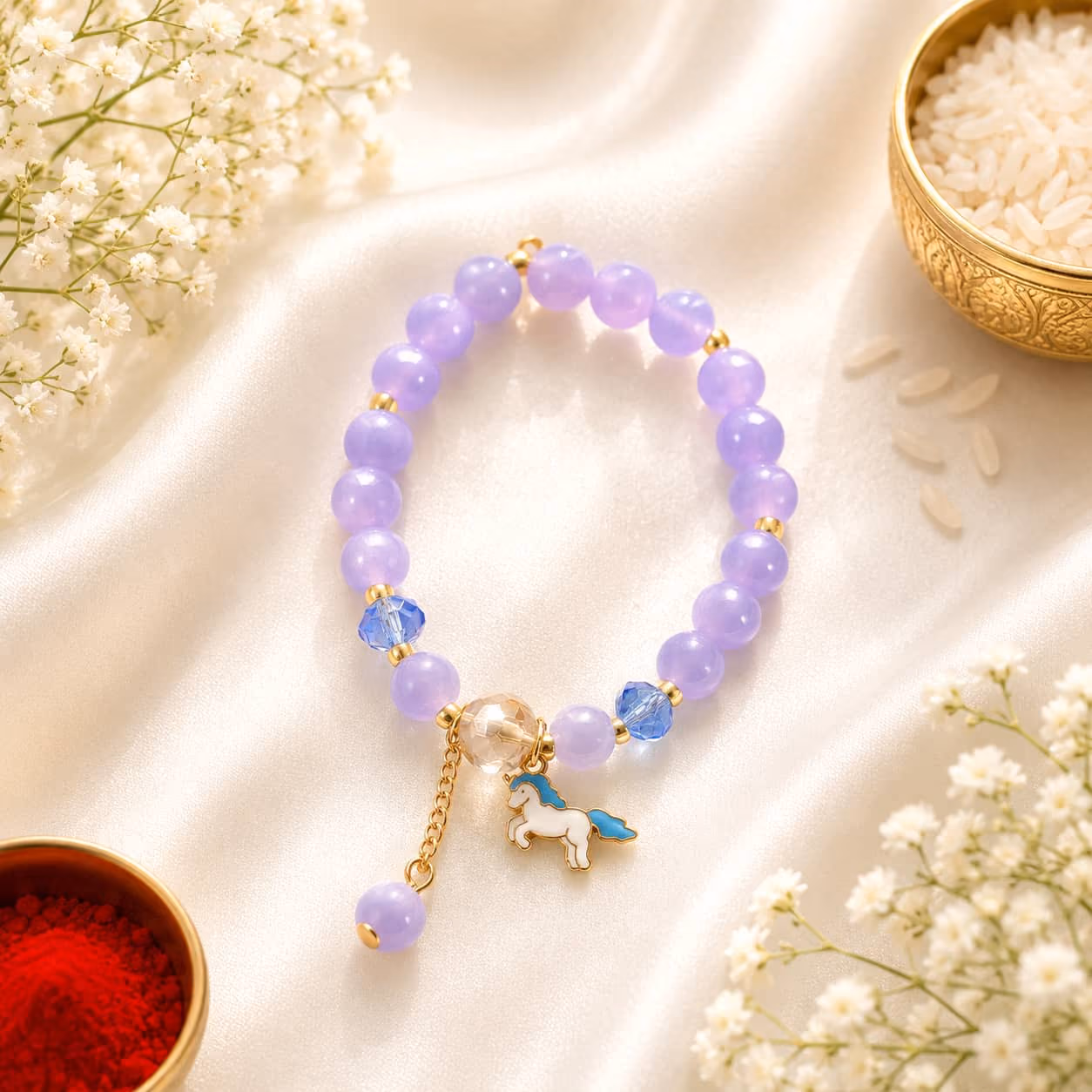 Lavender Unicorn Bracelet Rakhi