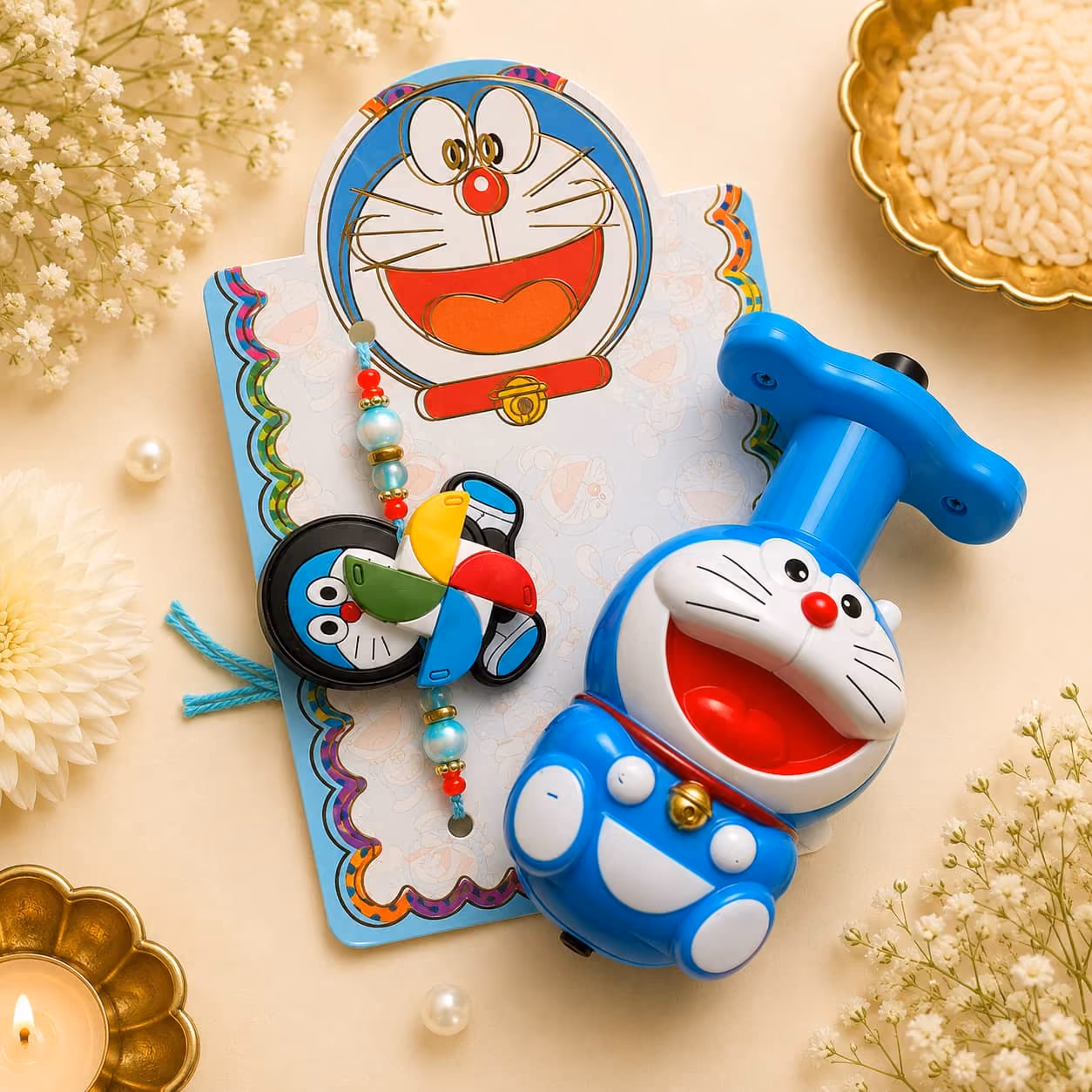 Doraemon Kids Spinner Rakhi Gift Set